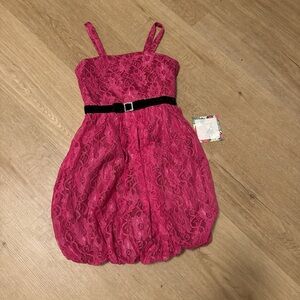 Pink Babydoll Dress with Square Neck for Cocktail